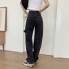 Koreaanse mode vrouw jeans losse casual rechte been highwaist jeans vrouwelijke streetwear lente en herfst broeken 201223