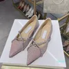 Designer diamond-studded chain dress shoes flat shoe ladies party wedding triple pointed toe flats sexy shoess 7884