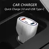 Smart Qualcomm QC3.0 Charge Rapide Double 2 Ports USB Type-C Chargeur de Voiture Rapide pour iPhone Samsung Huawei Tablette CE FCC ROHS Certifié