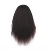 Hög kvalig yaki kinky rak peruk 13x4 brasiliansk full spetsfront peruk förpluckat syntetiskt hår peruk naturlig hårfäste för kvinnor1747699