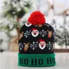 Led Christmas Hats Knitted Pom Pom Light Xmas Beanies Crochet Winter Hats Deer Elk Gilrs Warm Skull Cap Christmas Home Decoration Wholesale