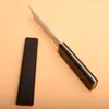 高品質Japan D2スチールタントサテンの刃の黒檀ハンドル固定ブレードの木のシースコレクションナイフ
