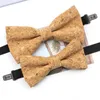 Bow Ties Fashion Cork Wood Parent-Kid Bowtie Sets Fancy Adjustable Butterfly Handmade Tie Wedding Party Neckwear Family Accessory1