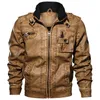 Nya vinter militära jackor män Outwear Tactical 3D Bomber Jacke Army Pilot PU Motorcykel Läderjacka Fashion Street Coats 201223