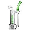 Cachimbos de água Bong de vidro Beaker Bong gaiola Perc Tubos de água Mobius Glass Bent Neck Dab Rig com Bongs de bambu