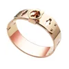 Europa America Moda Donna Lady Acciaio al titanio H Lettera Cerchio Quattro chiodi Placcato oro 18 carati Bracciale largo 3 colori279k6183855