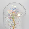 LED Enchanted Galaxy Rose Eternal 24K Gold Foil Flower With Fairy String Lights In Dome For Christmas Valentine's Day Gift