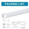 8FT Linkable Shop Lights, 120W 14400LM V-Shape T8 LED Tube Fixation, Double Side 4 rangées, Clear Lens 6000K Remplacement de la lampe fluorescente