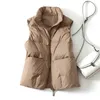 Winter Women's Warm Solid Stand Collar Vest Waistcoat Windproof Lightweight Gilet Warm Female Duck Down Coat Sleeveless 211221