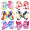 8 inches Baby Girls Bow Hairpin rainbow Strawberry print Headwear Hair Accessories fashion Kids Hair Bow Boutique bow-knot Barrettes