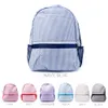 Regelbunden Seersucker School Bag CN Warehouse Bomull Tyg Zipper Closure Candy Stripes Kids Book Väskor Mjuk Back-to-Skole Ryggsäck Domil106-031