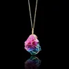 freeze crystal gemstone jewelry semi precious natural gemstone quartz yellow pink green stone jewelry necklace wholesale