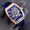 Nieuwe Vanguard Yachting Gravity V45 T Skeleton Dial Automatic Mens Horloge Rose Gold Case Blue Binnenblauw Rubbe Sport Wathes HWFM Hello_Watch