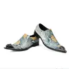 Nya äkta läderman kontor oxford skor pekade snakeskin gradient klänning skor blandade färg mode män party sociala skor