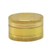 Toppuffguld Guldmynt Grinder Zinc Alloy Herb Grinder 40mm 3 stycke med diamant tänder Tobaks örter Spice Crusher