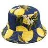 Gullig frukttryck dubbel sida vikning fiskare sol hatt unisex utomhus hink cap sida vikning fiskare hatt unisex bucket cap1