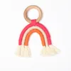 Nordic Wall Decor Woven Rainbow Kids Room Dekoracji Wisiorki Drewniane Rzemiosło Drewniane Pierścień Tassel Rainbow Wiszące ozdoby M3077