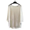 Fashion Linen Cotton Loose Knitted Sweater Long Sleeve Blouses Casual O-neck Women Tops Transparent Blouse Shirt XZ191 220311
