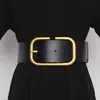 Women's runway fashion gold buckle genuine leather Cummerbunds female Dress Corsets Waistband Belts decoration wide belt TB1258