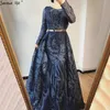 Serene Hill musulman rose longue sirène avec train robes de soirée de luxe robes pour femme fête robe formelle 2021 LJ201124