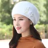 Berets Women Beret Angora Knit Hat Winter Warm Headwear Flower Casual Soft Double Layers Thermal Snow Outdoor Accessory5317134