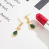 Dangle & Chandelier Vintage Fashion Stars Green Crystal Emerald Gemstones Drop Earrings For Women Gold Color Jewelry Bijoux Party 245Y