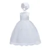 Baby Girls White Chrzest Dress Bebe Z Długim Rękawem Urodziny Haft Vintage Sukienka Siatka Suknia Christening Z Kapeluszem Dla Noworodka 12m F1130