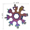 18-i-1 Snowflake Multi-Tool Rostfritt stål Multitool Kortkombination Kompakt Bärbar Flasköppnare Presenter till honom Man Män Pojkvän