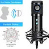 Professionele condensor USB -microfoon met standaard voor laptop karaoke zang streaming gaming podcast studio opname mic2673099