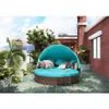 Topmax patio meubels ronde outdoor sundal sofa set rotan dagbed zonnebank met intrekbare luifel aparte zitplaatsen en removabl312o