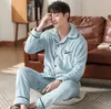 Men s Thicken Flannel Pajamas Set Men Pajamas Long Sleeve Sleepwear Men Sample Homewear Soft Warm Nightgown For Male Winter LJ201112