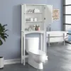 US Stock Home Over-The-Toilet Bathroom Storage Space Saver with Adjustable Shelf Collect Cabinet(White) a29