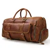 Duffel Tassen Outdoor Crazy Horse Leather Travel Bag Men's echte handtas retro schouder diagonale bagage met schoenpositie7731