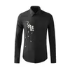 Men's Casual Shirts Cherry Blossom Embroidery Long Sleeve Slim Business Formal Dress Social Party Tuxedo Blouse Chemise Homme