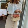 女性ビーチハンドバッグ夏ヴィンテージ籐製の袋の手作りキンティング編まれたクロスボディバッグ財布