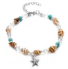 Enkelarmbanden Womens Starfish Natural Shell Charm Turquoise Barefoot Sandals Foot Chains Anklets