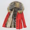 Veste d'hiver Femmes Véritable Manteau De Fourrure Parka Naturel Col De Fourrure De Raton Laveur Épais Chaud Doublure De Fourrure De Lapin Streetwear Marque Casual 201126