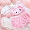 Girls Winter Adorable Underwear Anime Long Ear Doggy Bra and Bloomers Pink and White Kawaii Velvet Tube Top and Panties Set for LJ200821