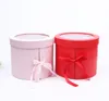 Wrap Double Layer Round Flower Paper Boxes with Ribbon Creative Rose Bouquet Gift Wrap Packaging Cardboard Box Valentine's Day Wedding