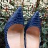 Sandaler Veowalk Sexiga kvinnor Snake Skin präglade höga hälskor italiensk stil marinblå mode damer extremt höga stilettos pumpar J1215 J230525