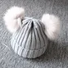 5 adet Marka Yeni Yenidoğan Bebek Çocuk Kız Erkek Kış Sıcak Örgü Şapka Kürklü Topları Ponpon Katı Sıcak Sevimli Güzel Bere Şapkası Hediyeler