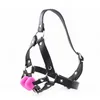 PU Cuir Bondage Gear En Forme De Coeur Solide Bouche Bâillonné Balle Cheval Avec Type De Fixation Orale Bouche En Peluche Sex Toys Y201118