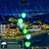 Hot Selling Solar Intelligent Light Control Love Style Wind Chime Corridor Decoration Pendant Solar Panel Svart Färgglad lätt vattentät