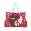 Einkaufstaschen Neue Nylon-Umhängetasche für Frauen Mädchen Musiknoten Herz Valentinstag Rot Weibliche Handtaschen Gepäcktaschen Damen Tote Strandtasche 220310