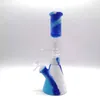 Narguilés Bécher en silicone Bong Percolateurs Perc conduites d'eau en verre shisha narguilé bong percolateur tubeEnsembles de verre avec bol en verre Mini Bongs dab rigs