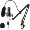 BM800 USB Condenser Condenser Microphone Bundle, Podcast Mic Комплект с регулируемой микрофонной подвеской ножницей с ударным креплением и POP-фильтром