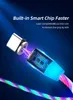 3,3 pés/6 pés 3A LED Glow Flowing Magnetic Charge Cables Micro type c cable Samsung Android Luminous Magnet Charging Wire with OPP bag