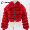 Conmoto Fashionable loose women's Plush fur coat Thickened warm high waist jacket High street style coats woman winter 2020 new