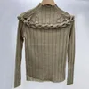 TWOTWINSTYLE Slim Twist Kink Sweater For Women Turtleneck Long Sleeve Hollow Out Sexy Knitted Tops Female Fashion New Clothing 201223