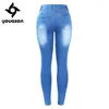 2143 youaxon neu angekommen mit plus Größe verblasste Jeans für Frauen dehlere Push -up -Denim -Skinny Hosenhosen LJ201029